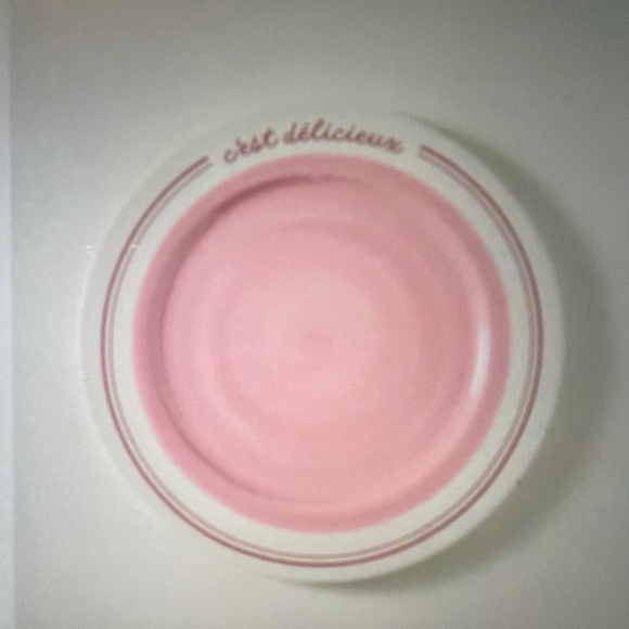❤️ ANTHROPOLOGIE CAFE’ PINK VIOLETTE HAND-PAINTED DESSERT SET OF 4 PLATES - Picture 2 of 2